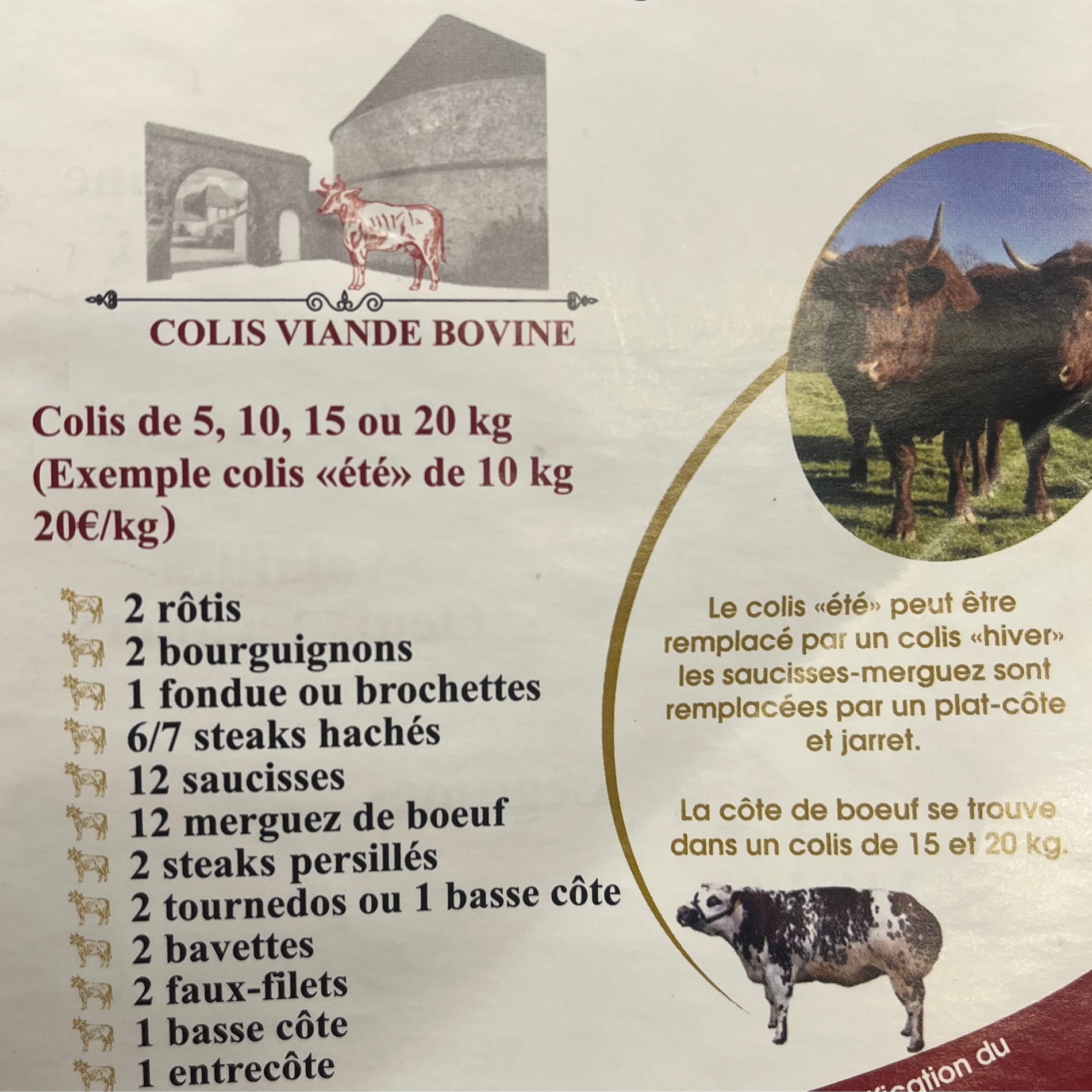 COLIS DE BOEUF 5 KG ETE - RACE NORMANDE DURBOIS