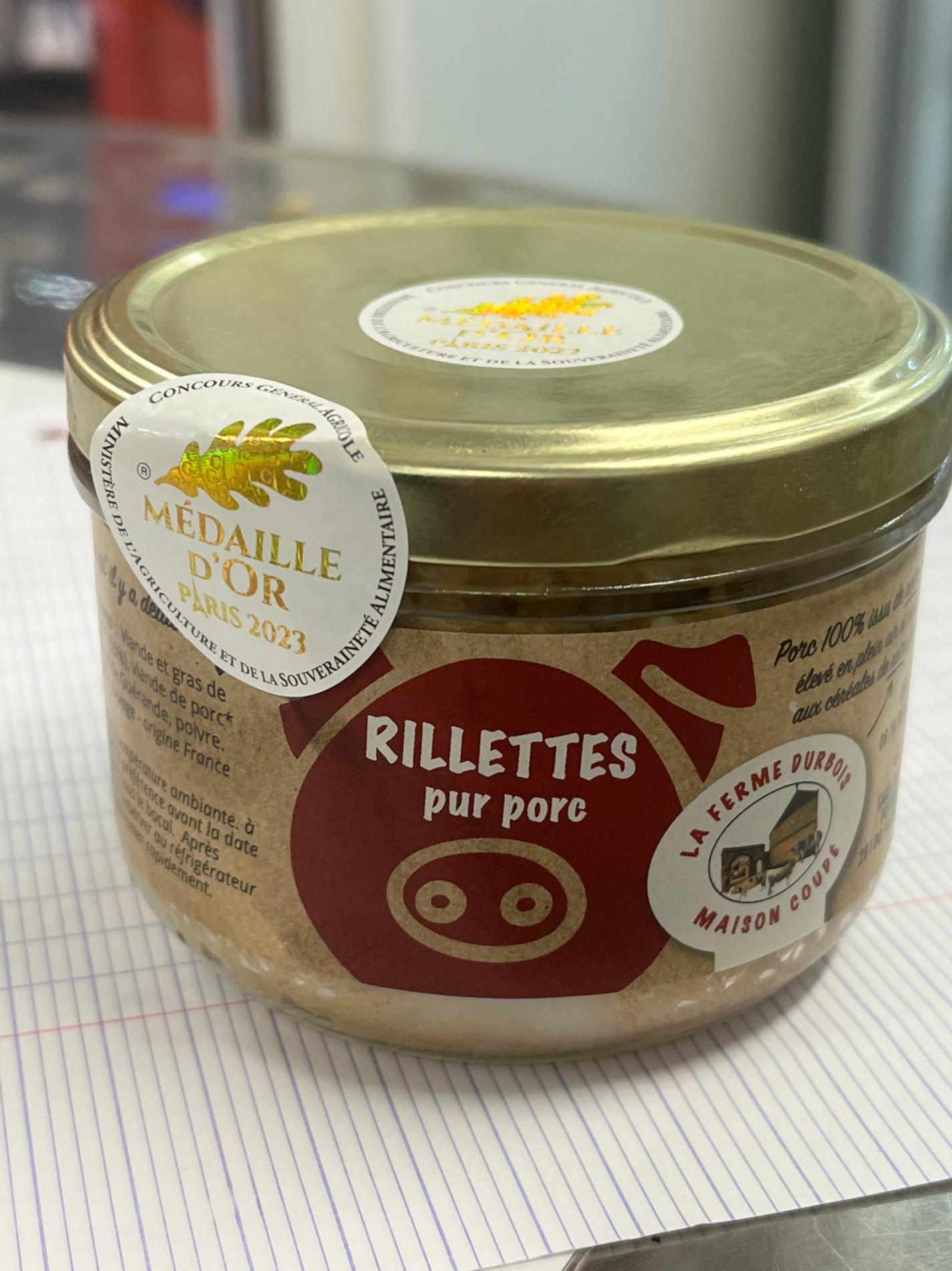 RILLETTES PORC FERMIER MEDAILLE D'OR