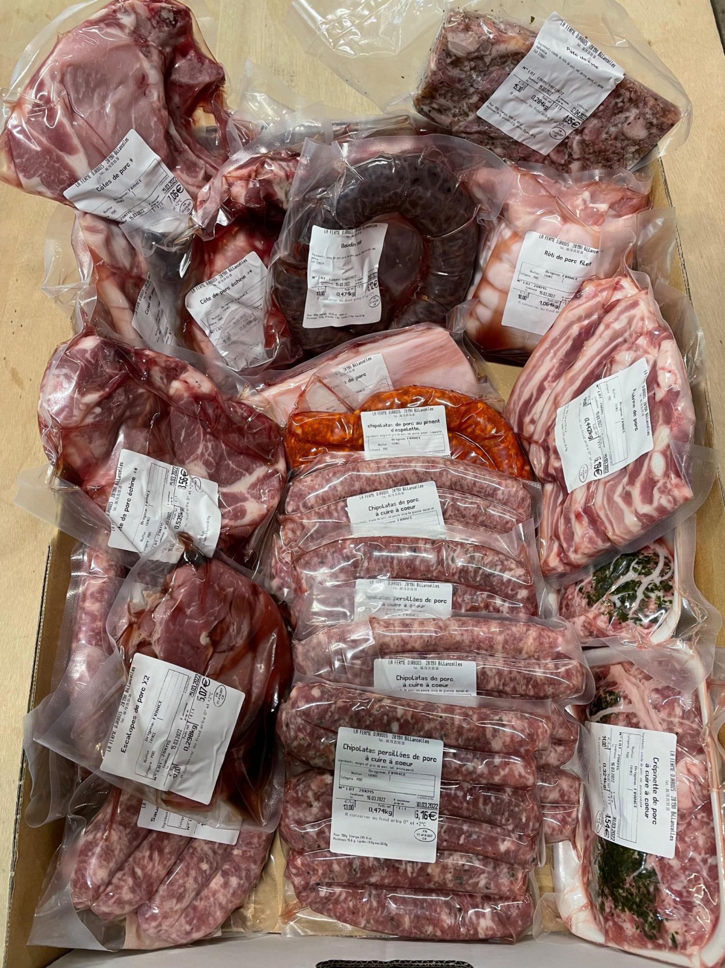 COLIS PORC NOIR FERMIER 10 KG