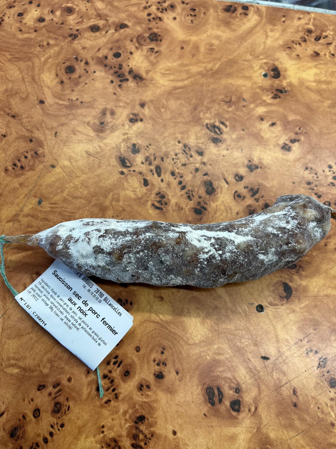 SAUCISSON SEC PORC FERMIER AUX NOIX