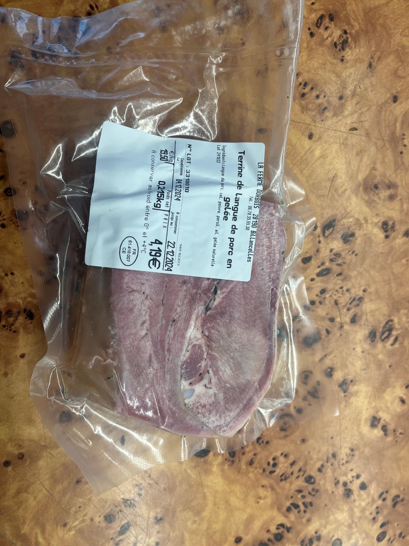 TERRINE DE LANGUE DE PORC EN GELEE